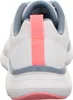 The back view of a white sneaker with gray and pink accents. Podgląd zdjęcia produktu