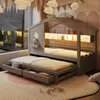 Flieks Kinderbett Hausbett mit Ausziehbett 90x190cm, Produktbild-Vorschau 2