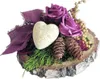 Grabschmuck Birkenscheiben-Tablett mit Herz und Foamrosen Produktbild-Vorschau 2