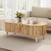Merax Erbsenförmiger Couchtisch mit Stauraum, Rillenoptik, Produktbild-Vorschau 2