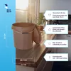 A brown bucket with its lid open, placed on a kitchen counter. Informational callouts are present on the right side. Podgląd zdjęcia produktu