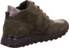 A side view of a green leather and textile bootie. Produktbild-Vorschau