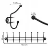 Diagrams showing dimensions of a black metal coat rack. Podgląd zdjęcia produktu