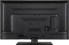 The back of a black television set is shown, displaying various ports and connections. Produktbild-Vorschau