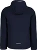 Back view of a navy blue jacket with a hood. Produktbild-Vorschau