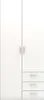 A white wardrobe with two doors and three drawers. Produktbild-Vorschau