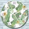 Wanduhr aus Glas Rund fi 30 Kakteen mit Blumen Quarz Deko Produktbild-Vorschau 1