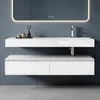 doporro Meuble de Salle de Bain Blanc Mat Ensemble de 2 Voir les images du produit 1