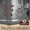 Close-up of a toaster's control panel with labels and icons indicating different functions. Náhled obrázku produktu