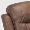 A close-up view of the headrest and armrest of a brown leather recliner chair. Anteprima dell’immagine prodotto