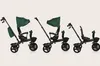 Three different configurations of a children's tricycle are displayed side-by-side against a plain background. Produktbild-Vorschau