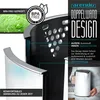 A close-up marketing image showing details of a white kettle and toaster, with text overlays highlighting features. Produktbild-Vorschau
