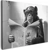 Wanddeko 40x30 cm - BadezimmerAffe mit Zeitung, Leinwand Produktbild-Vorschau 1