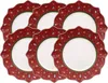 A set of six dinner plates with a red, festive pattern. Produktbild-Vorschau