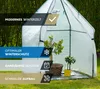 A white winter tent or greenhouse with plants inside, set up on a grassy lawn. Produktbild-Vorschau