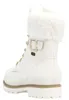 A white winter boot with fur trim, shown from the side. Produktbild-Vorschau