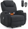 A dark gray massage recliner chair with two remote controls shown in the upper right corner. Náhľad obrázku produktu