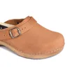 Damen Holzclogs aus Nubukleder Cognac – Bequeme Produktbild-Vorschau 4