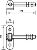 Technical drawings of a hinge with dimensions. Produktbild-Vorschau
