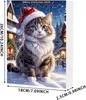 A Christmas advent calendar featuring a cat wearing a Santa hat, set against a snowy village background. Produktbild-Vorschau