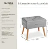 Banc avec coffre de rangement aspect lin RANYA - gris clair Voir les images du produit 6