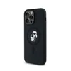 A black iPhone case with a Karl Lagerfeld and Choupette graphic is shown against a white background. Produktbild-Vorschau
