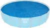 A round above-ground swimming pool with a blue solar cover. Produktbild-Vorschau