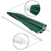 A closed green umbrella and its white pole are laid out on a white background. Close-up insets show the top and bottom ends of the umbrella pole. Voir les images du produit