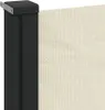 A close-up view of a retractable side awning attached to a black post. The awning fabric is a light beige color. Náhled obrázku produktu