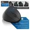 A marketing image showcasing a vertical computer mouse with feature callouts. Produktbild-Vorschau