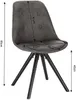 A gray chair with dimensions indicated by arrows and measurements. Produktbild-Vorschau