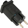 A black power adapter with silver prongs, showing some text and logos on its surface. Produktbild-Vorschau