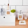 Elegantes Badezimmer-Set aus Dolomit und Bambus Produktbild-Vorschau 4
