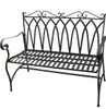 A black metal garden bench with an ornate backrest and armrests, shown against a white background. Produktbild-Vorschau