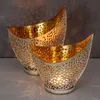 2er Set Design Teelichthalter Weiß Gold Windlicht Metall Produktbild-Vorschau 5