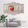 Tableau en toile 5 pièces avec inscription « home » et cœur Voir les images du produit 2