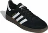 A black Adidas sneaker with white stripes and a brown sole is shown from a slightly elevated side angle against a white background. Podgląd zdjęcia produktu