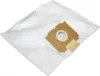 A white vacuum cleaner bag with a brown cardboard attachment. Produktbild-Vorschau