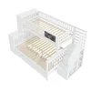 A white bunk bed with stairs and storage drawers, shown from a slightly elevated diagonal angle against a white background. Anteprima dell’immagine prodotto