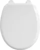 A top-down view of a closed white toilet seat. Produktbild-Vorschau
