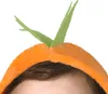 Close-up of a person wearing a hooded costume with carrot-like green sprouts on top. Produktbild-Vorschau