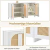 A collage of images showcasing a white sideboard with rattan doors, highlighting its materials and construction. Anteprima dell’immagine prodotto