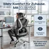 A man is sitting in an ergonomic office chair at a desk in a home office setting. Produktbild-Vorschau
