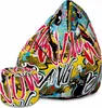 A bean bag chair and a matching ottoman with a vibrant, graffiti-inspired design. Voir les images du produit
