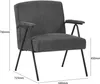 A gray armchair with dimensions indicated by measurement lines and numbers. Produktbild-Vorschau