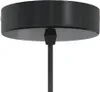 A close-up view of a black pendant light fixture's ceiling mount. Náhľad obrázku produktu