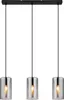 A three-light pendant chandelier with cylindrical glass shades. Produktbild-Vorschau