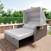 Garten-Loungesofa 2-Personen mit Sonnendach - Polyrattan Produktbild-Vorschau 1
