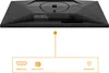 The back of a black computer monitor is shown, with a diagram below indicating the available ports. Produktbild-Vorschau