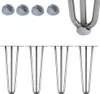 A set of four hairpin legs and four protective caps for the legs, displayed against a white background. Anteprima dell’immagine prodotto